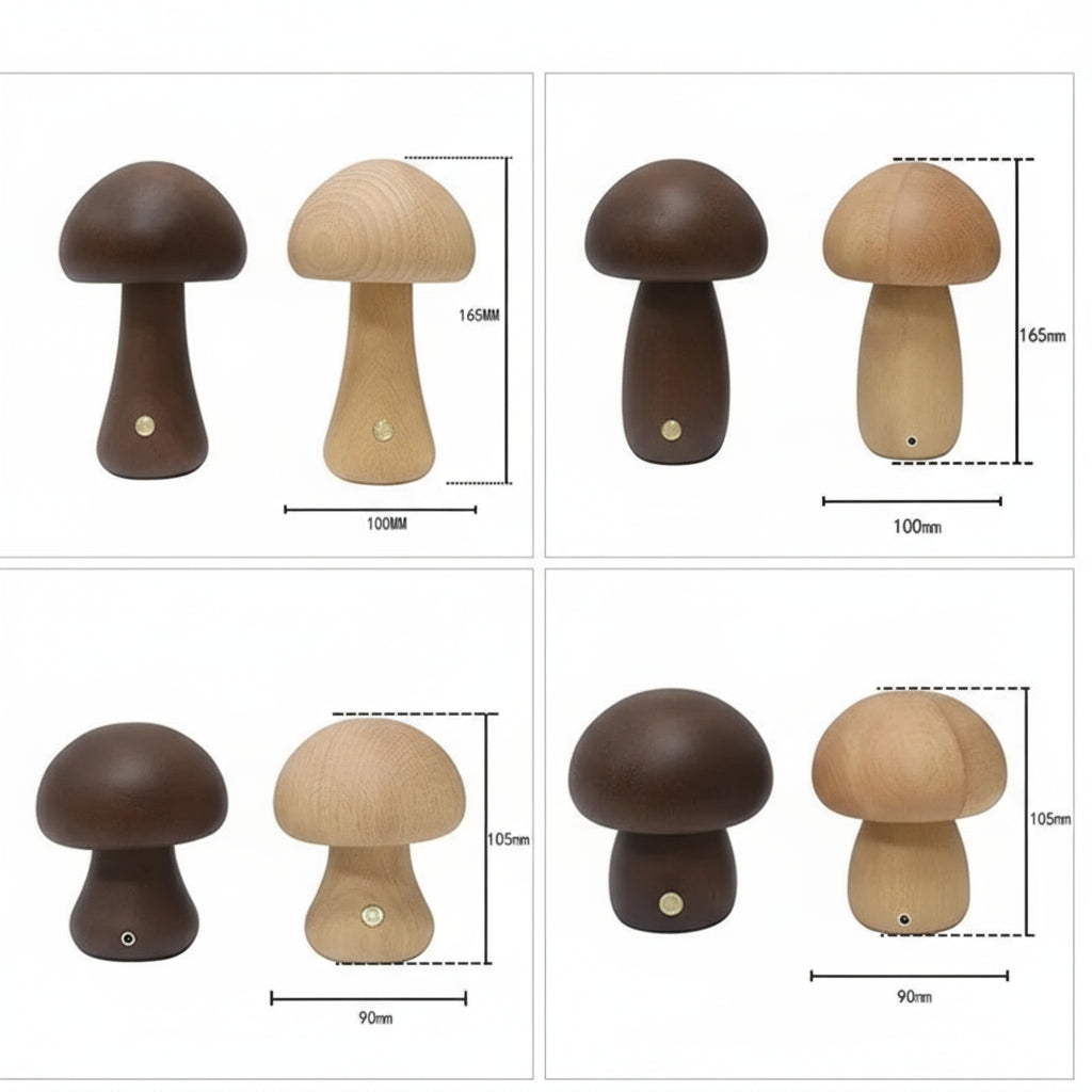 lampe champignon <br> tactile en bois