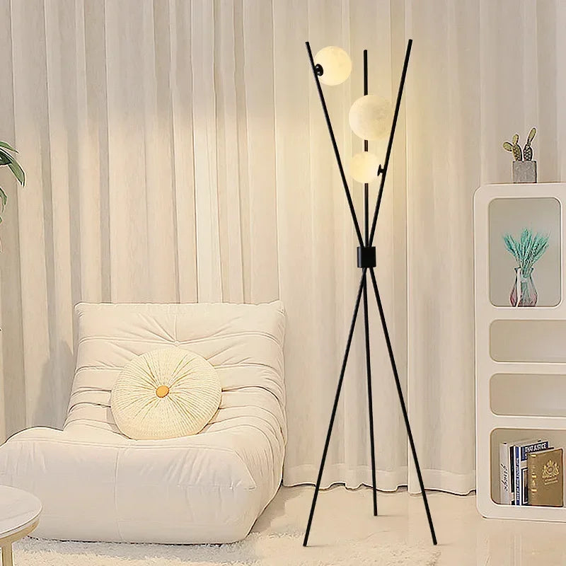 lampe sur pied LED design<br> lune style nordique