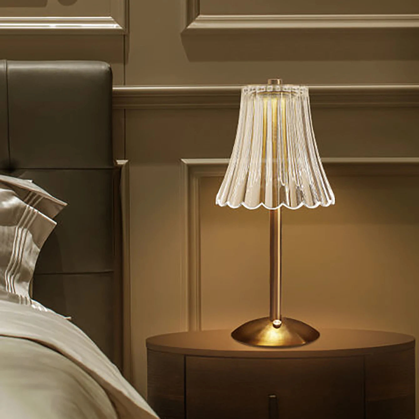 lampe de table cristal <br> rétro rechargeable